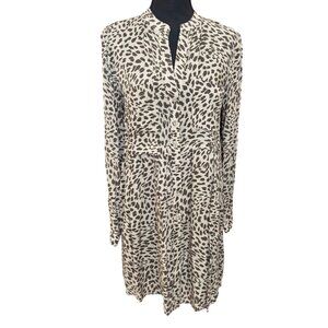 Cloth & Stone Anthropologie Leopard Print City Boho Office Dress Womens S Gray